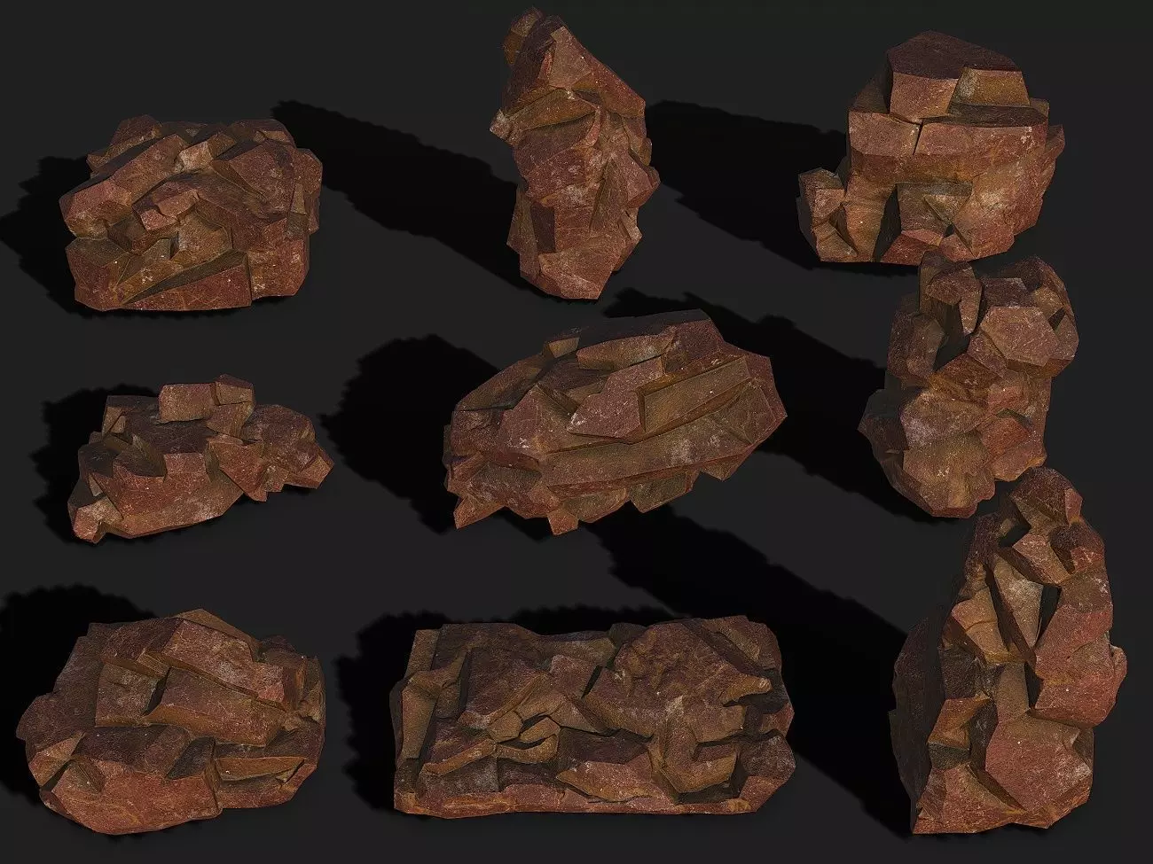 Mountain desert Rocks - PBR Pack 03 Low-poly 3D model_0