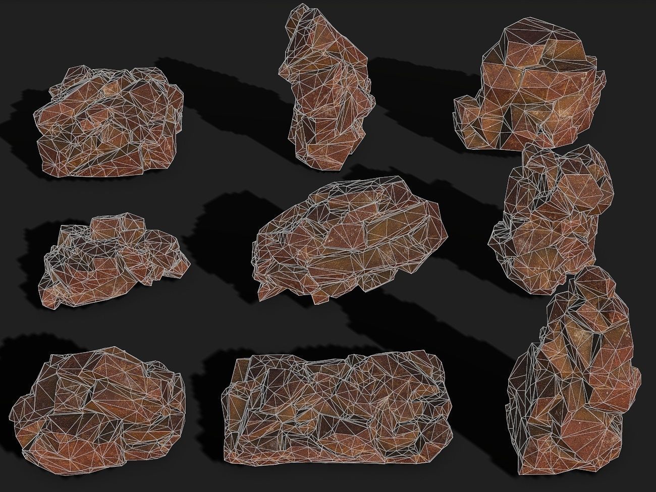 Mountain desert Rocks - PBR Pack 03 Low-poly 3D model_1