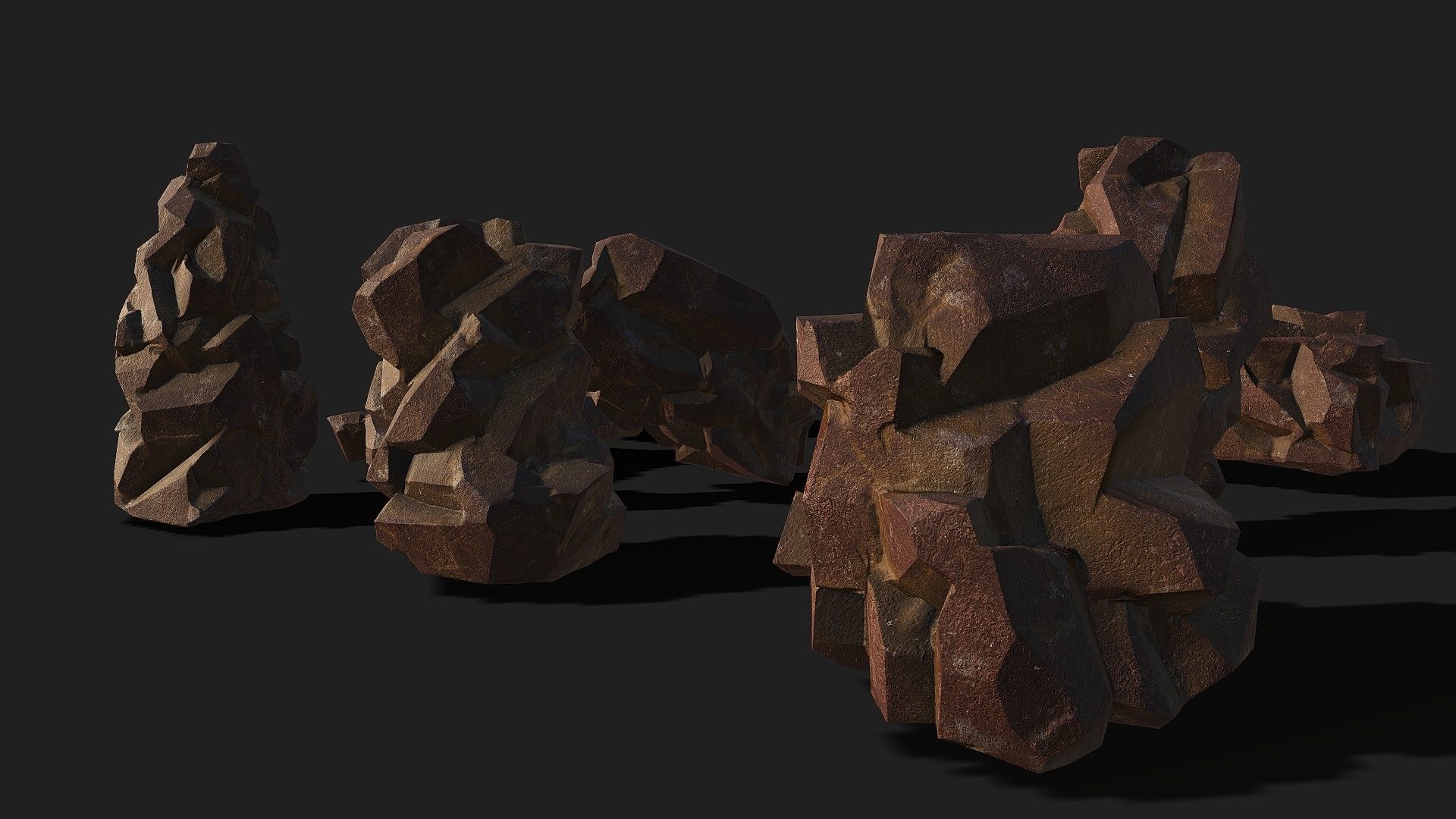 Mountain desert Rocks - PBR Pack 03 Low-poly 3D model_4