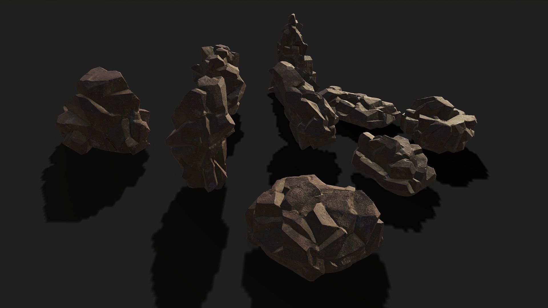 Mountain desert Rocks - PBR Pack 03 Low-poly 3D model_3