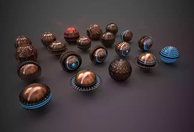 Sci-Fi Sphere Collection Metal Two Low-poly 3D model