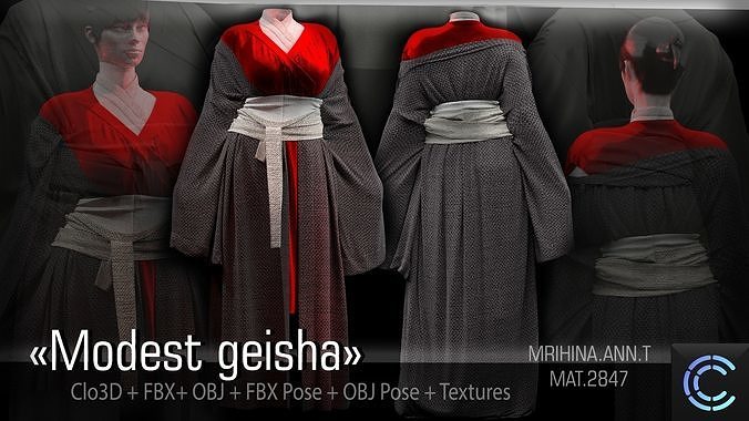 Modest geisha 3D model