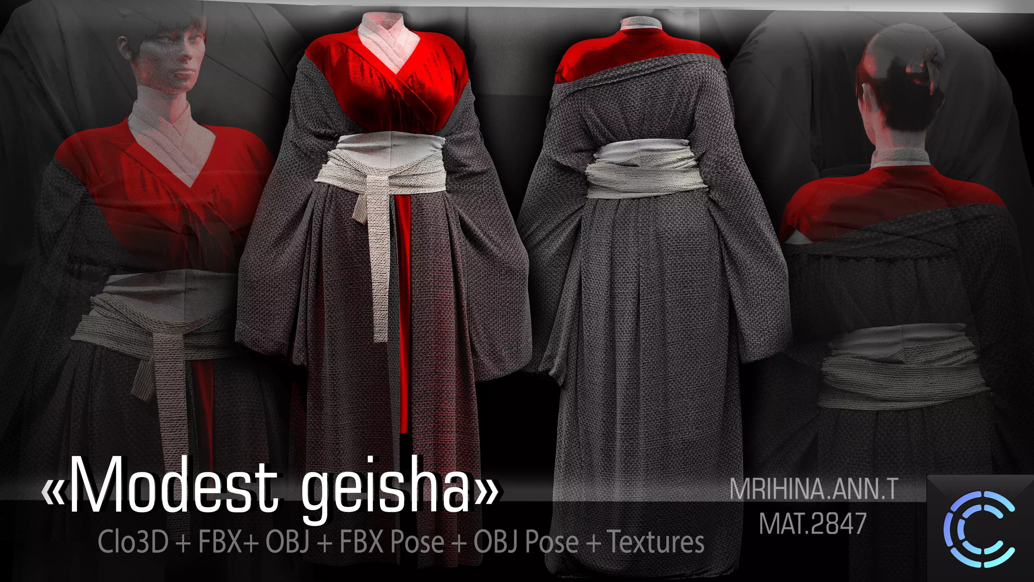 Modest geisha 3D model