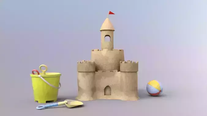 Sand Castle Low-poly 3D model