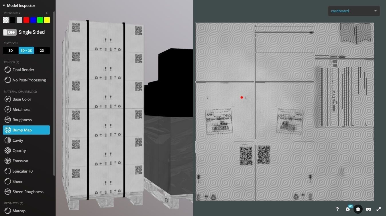 Pallet with boxes 400X300X300 Low-poly 3D model_3