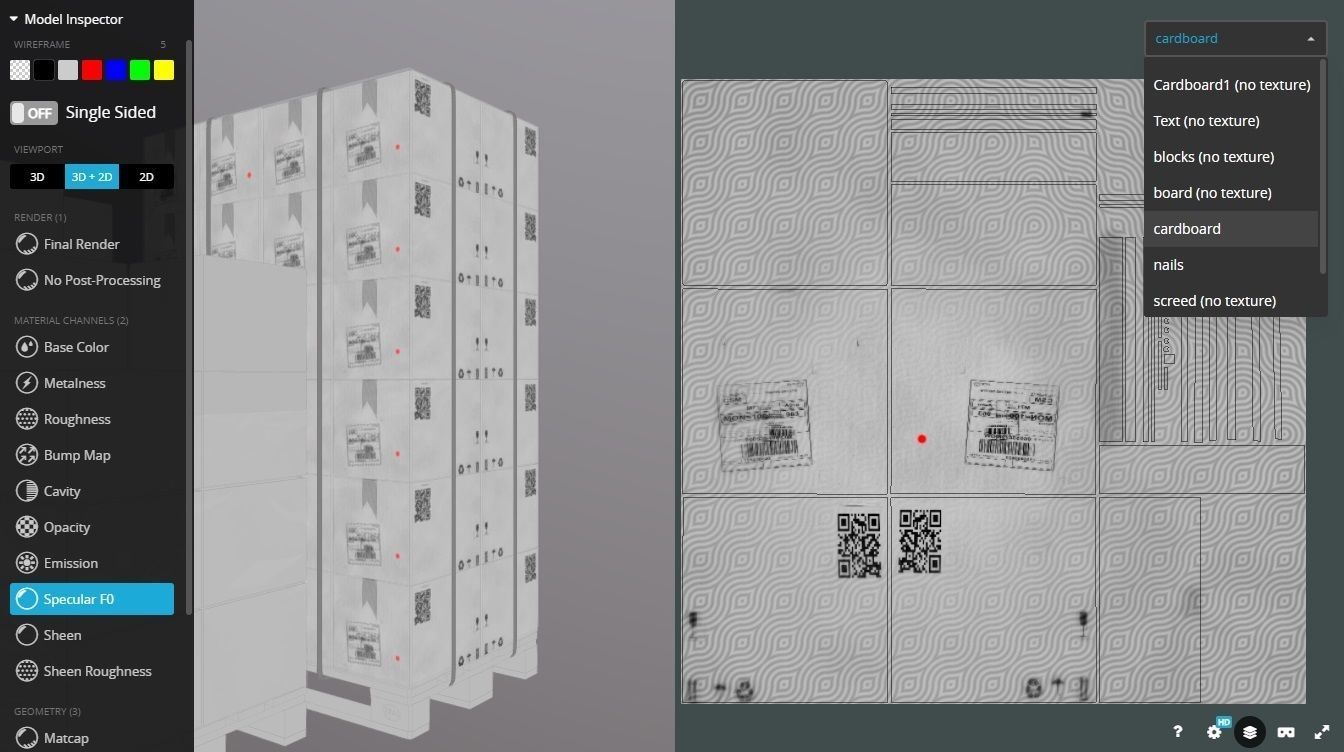 Pallet with boxes 400X300X300 Low-poly 3D model_7