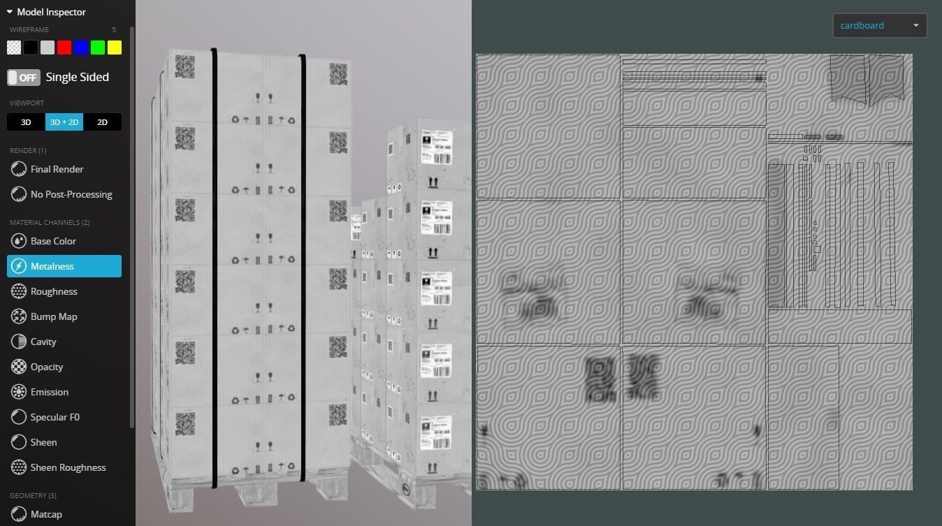 Pallet with boxes 400X300X300 Low-poly 3D model_2