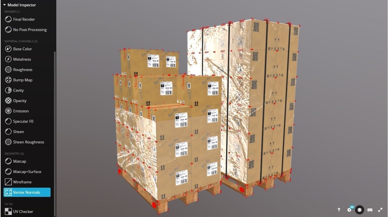 Pallet with boxes 400X300X300 Low-poly 3D model_13