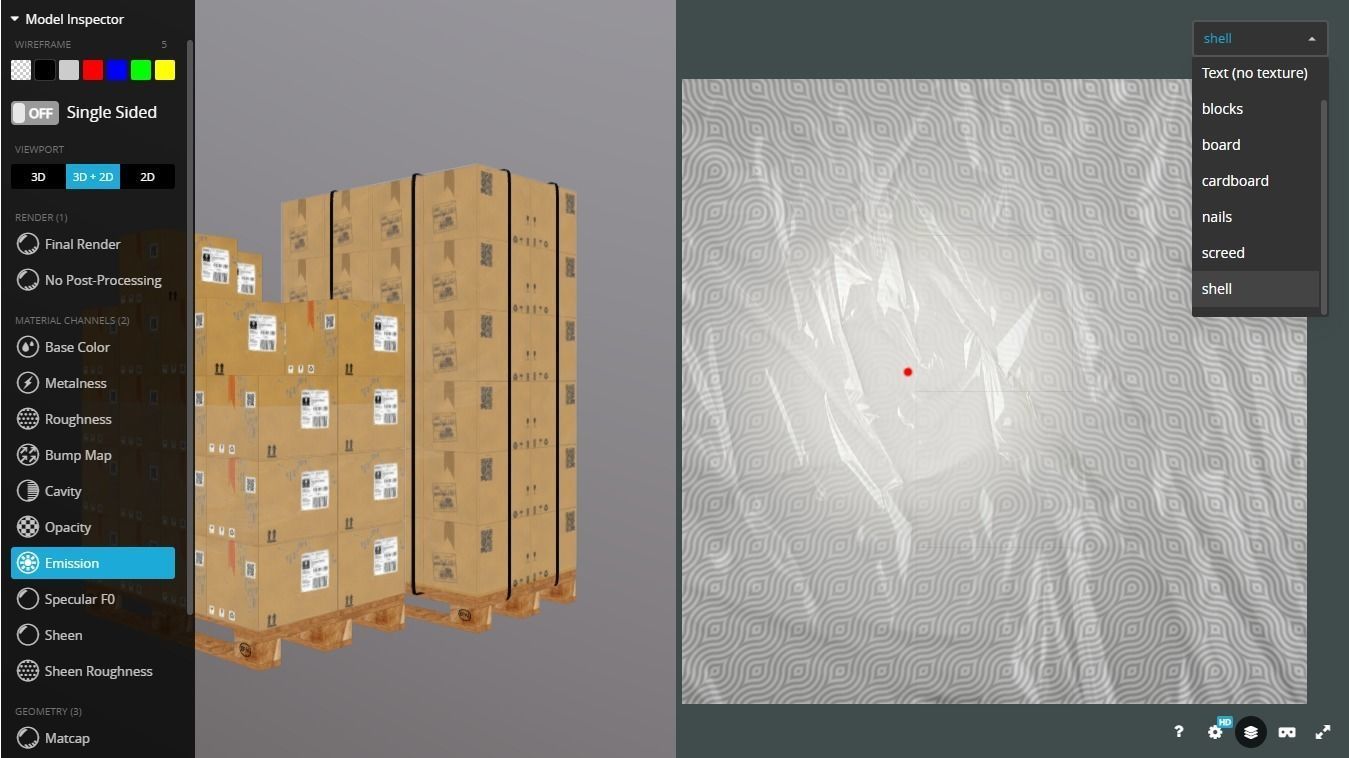 Pallet with boxes 400X300X300 Low-poly 3D model_8