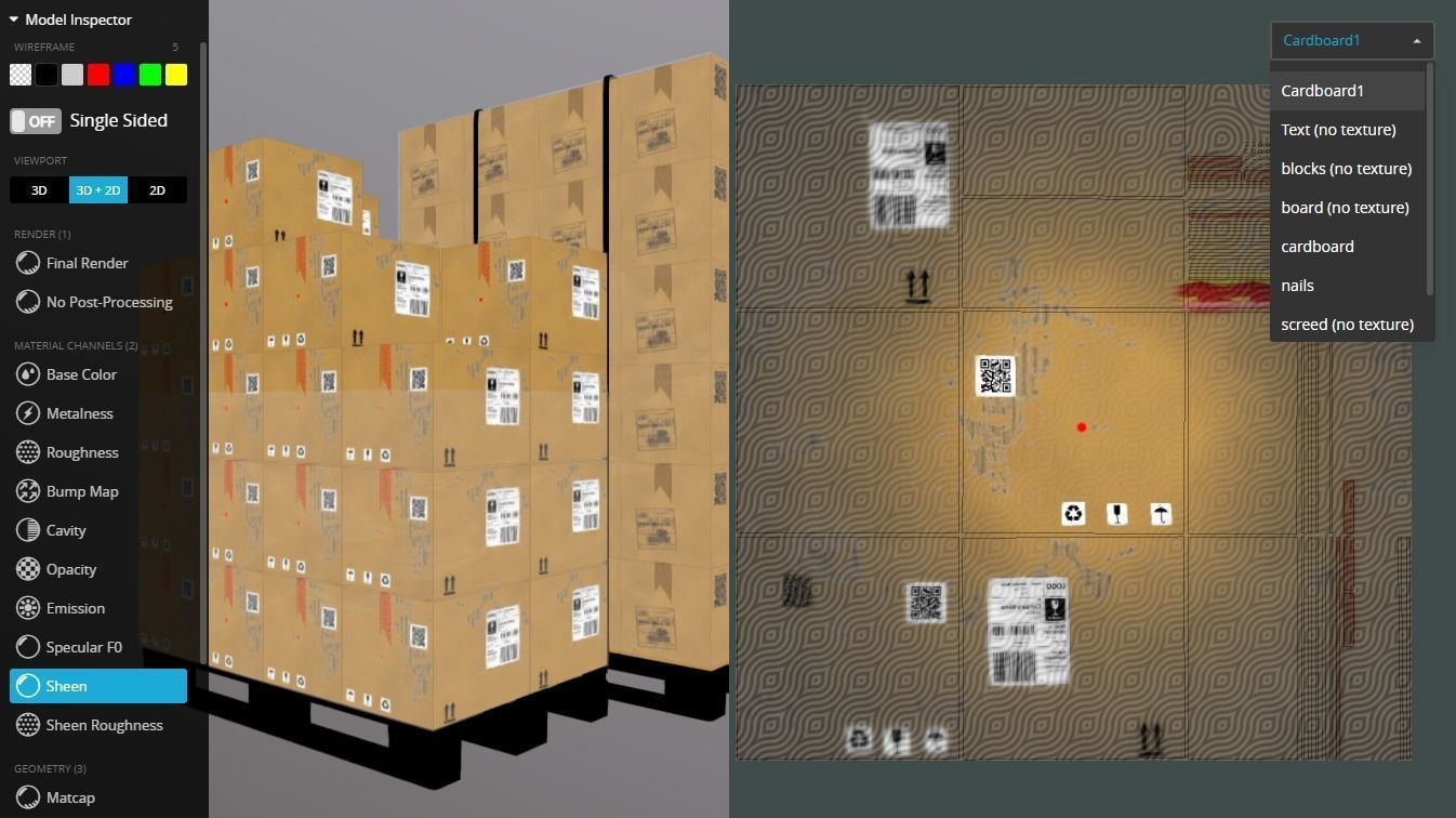 Pallet with boxes 400X300X300 Low-poly 3D model_10