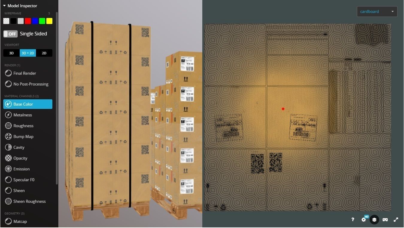 Pallet with boxes 400X300X300 Low-poly 3D model_17