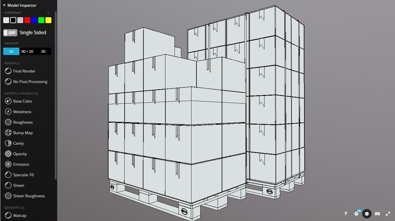 Pallet with boxes 400X300X300 Low-poly 3D model_14