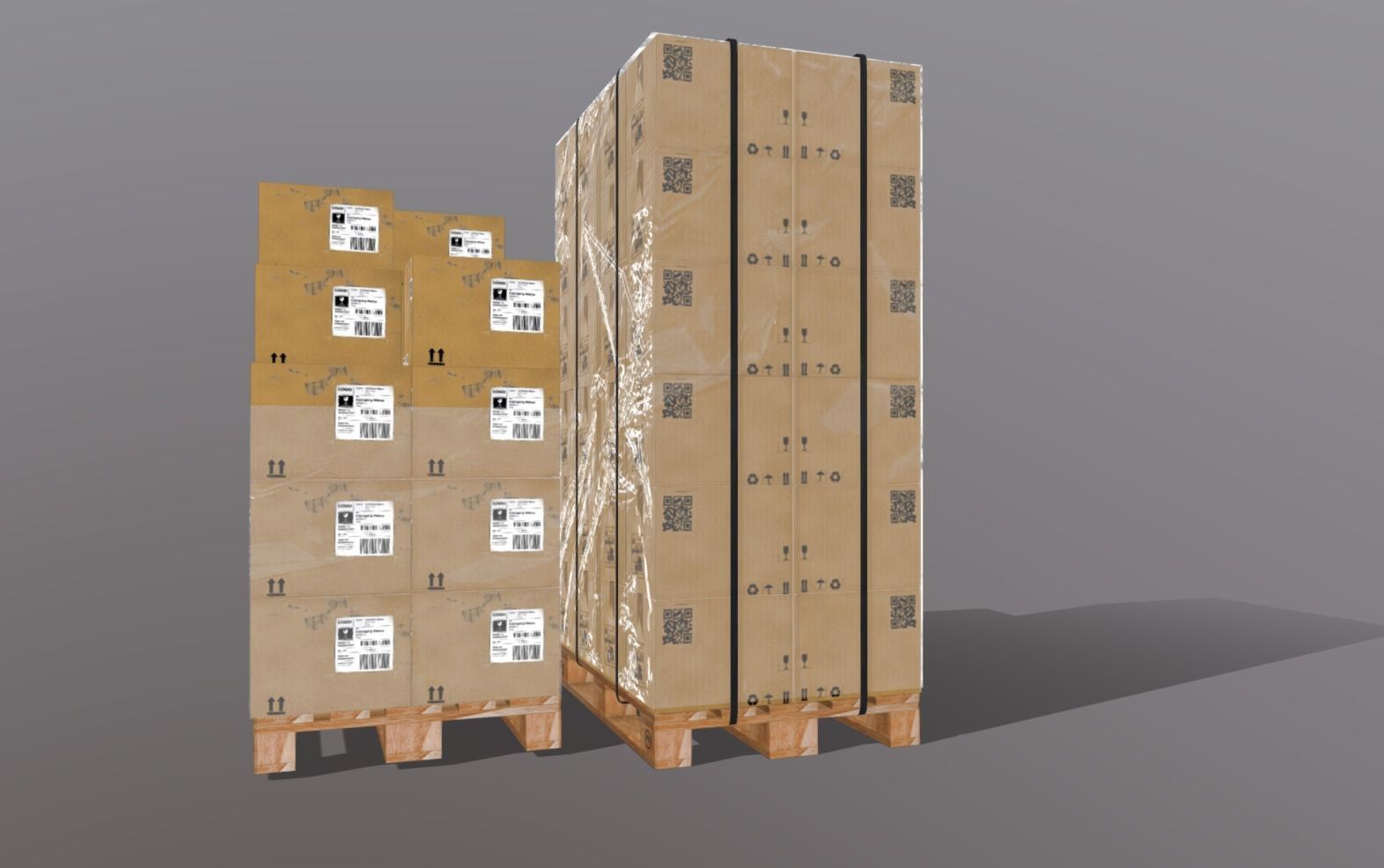 Pallet with boxes 400X300X300 Low-poly 3D model_1