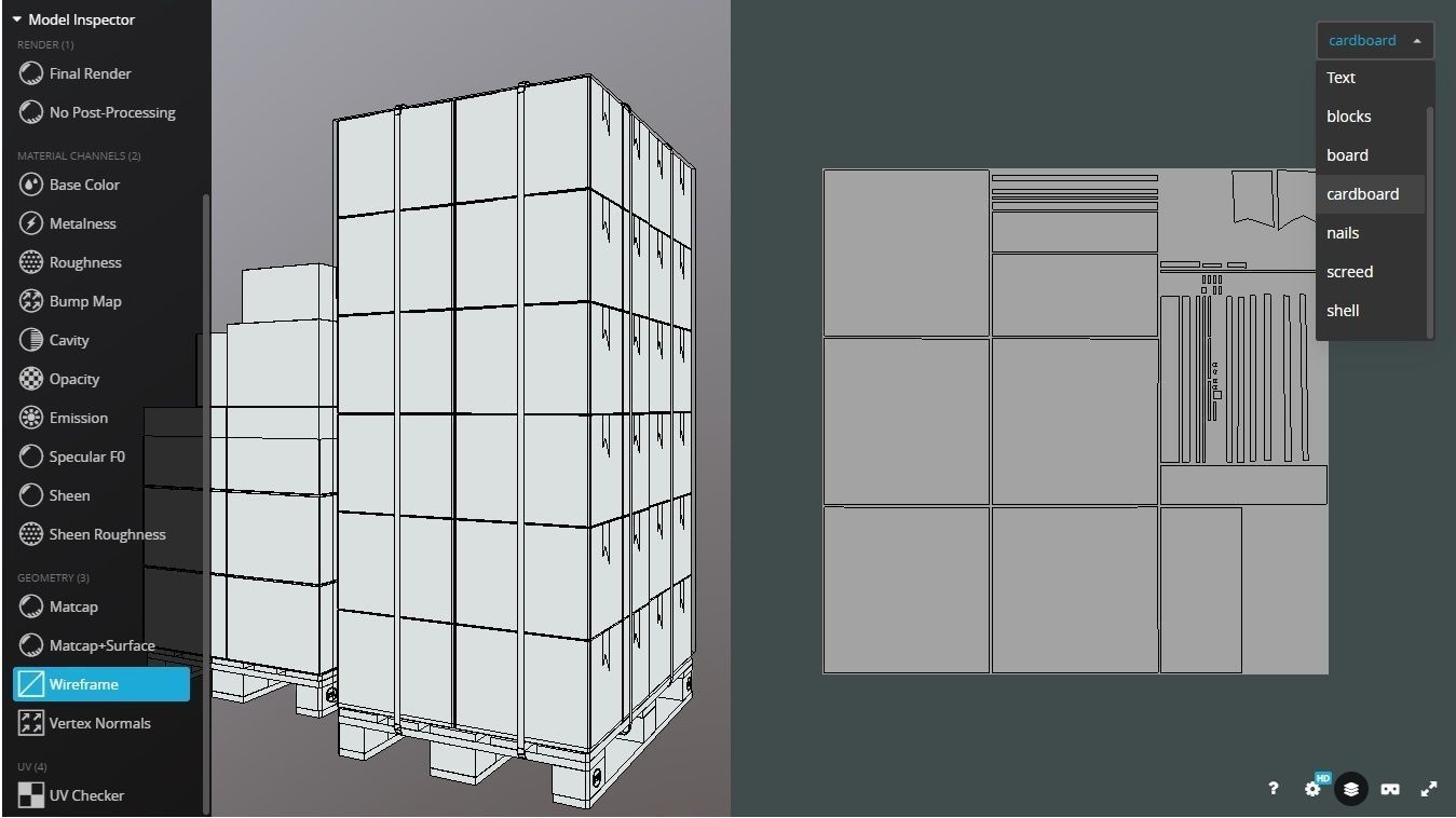 Pallet with boxes 400X300X300 Low-poly 3D model_11