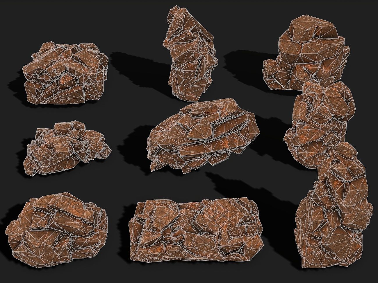 Mountain desert Rocks - PBR Pack 04 Low-poly 3D model_1