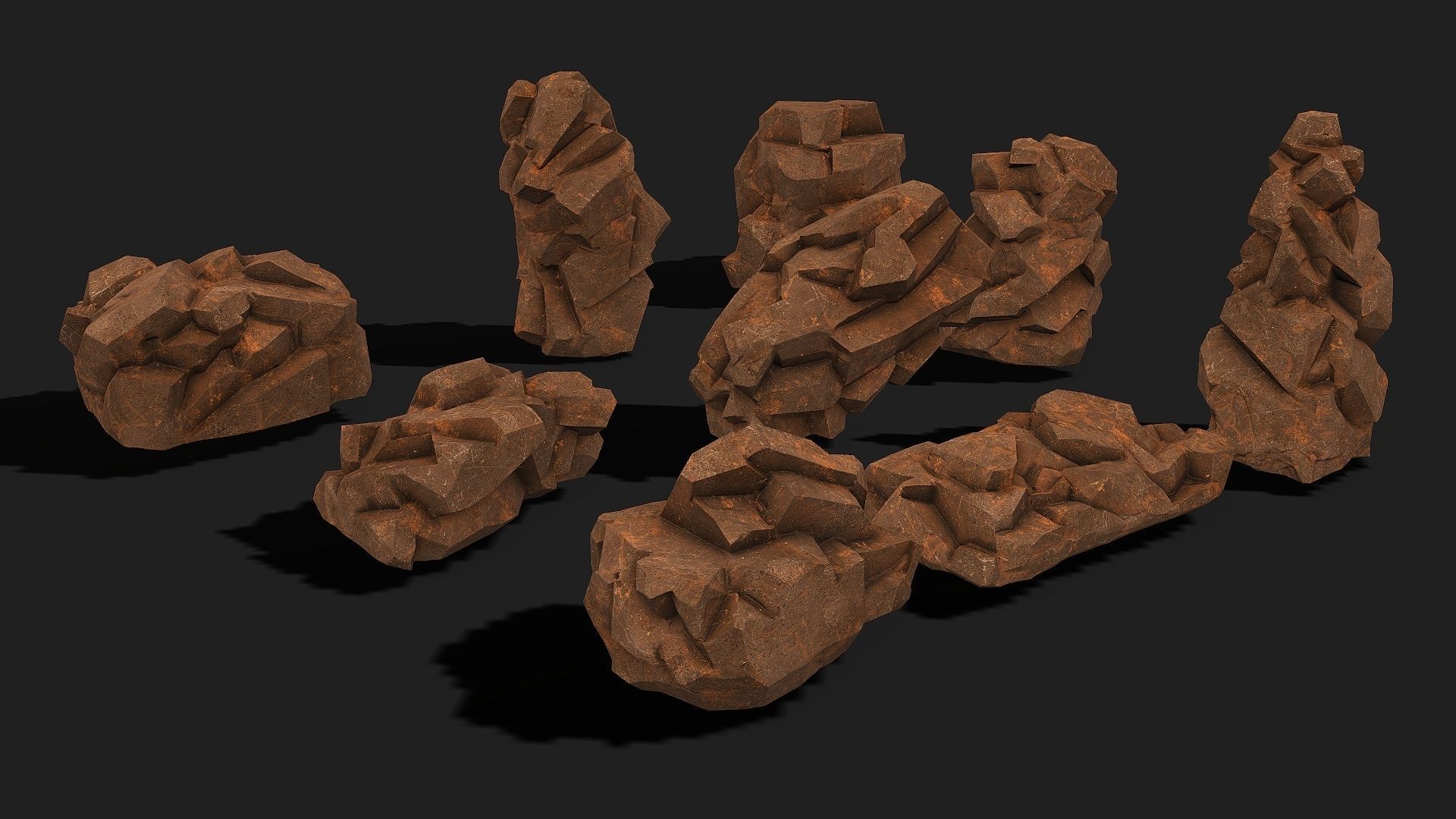 Mountain desert Rocks - PBR Pack 04 Low-poly 3D model_2