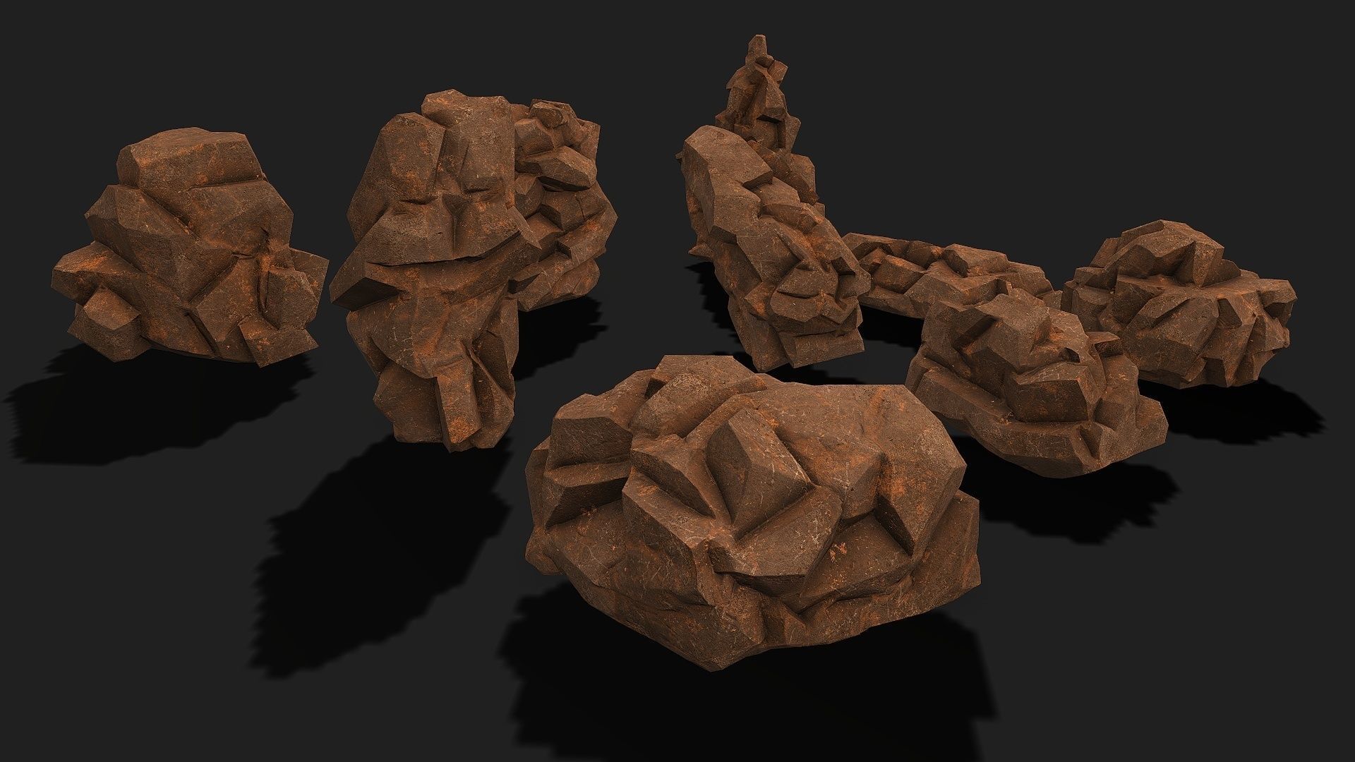 Mountain desert Rocks - PBR Pack 04 Low-poly 3D model_3