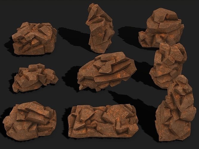 Mountain desert Rocks - PBR Pack 04 Low-poly 3D model