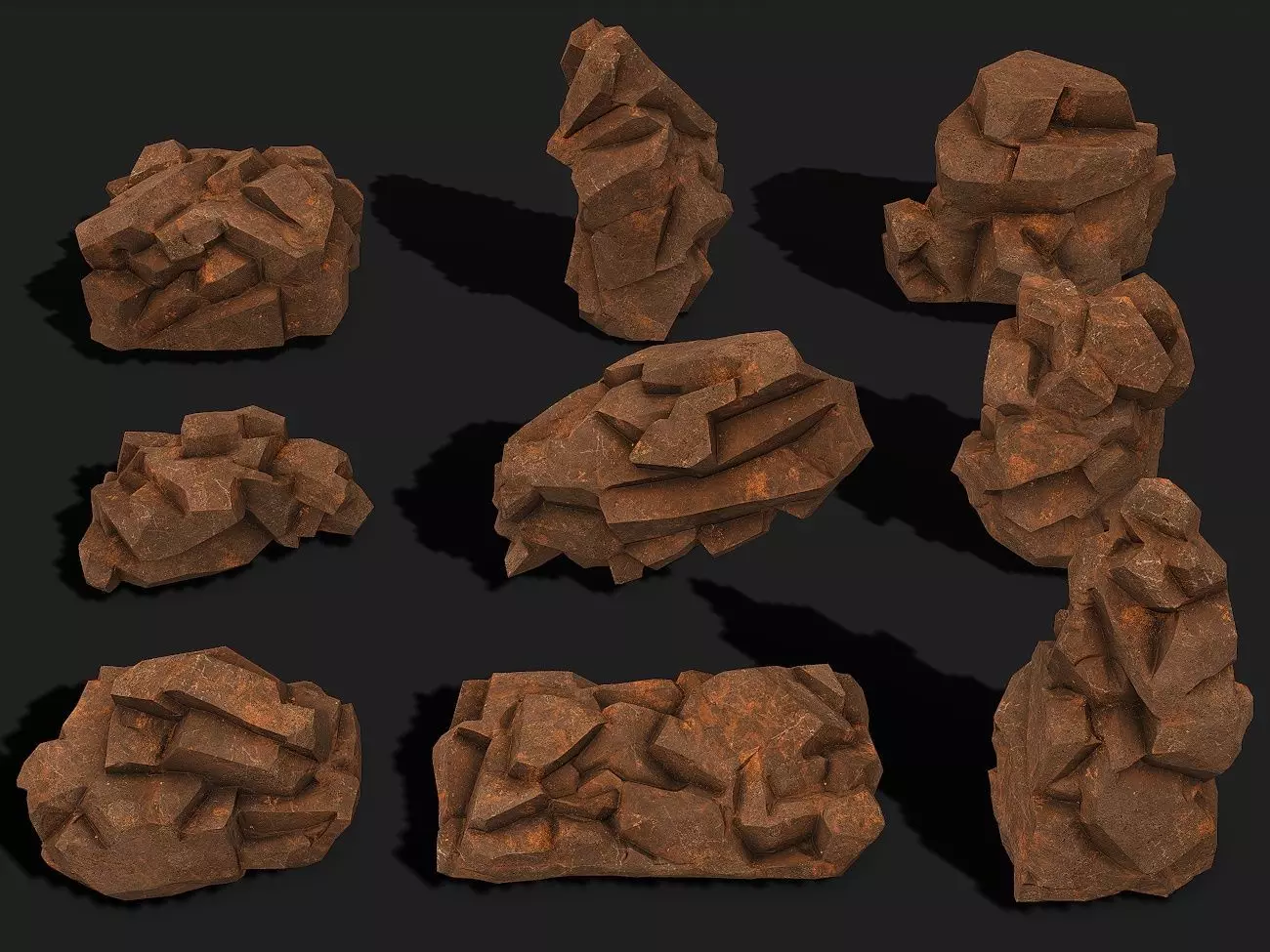 Mountain desert Rocks - PBR Pack 04 Low-poly 3D model_0