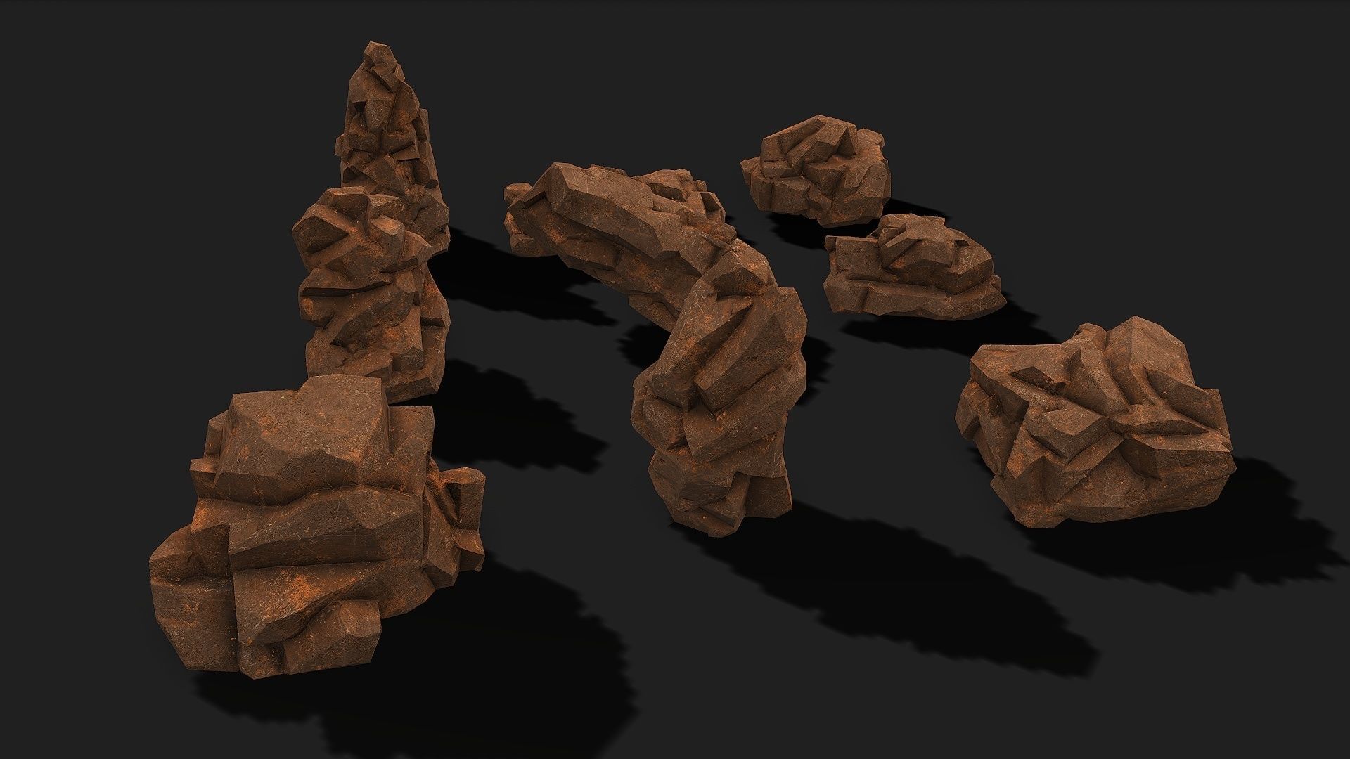 Mountain desert Rocks - PBR Pack 04 Low-poly 3D model_4