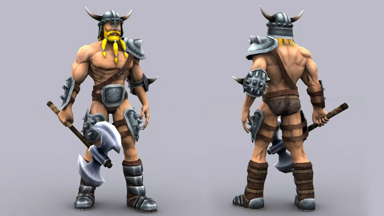 BARBARIAN MALE GAME READY ANIMATED MODEL Low-poly 3D model_0