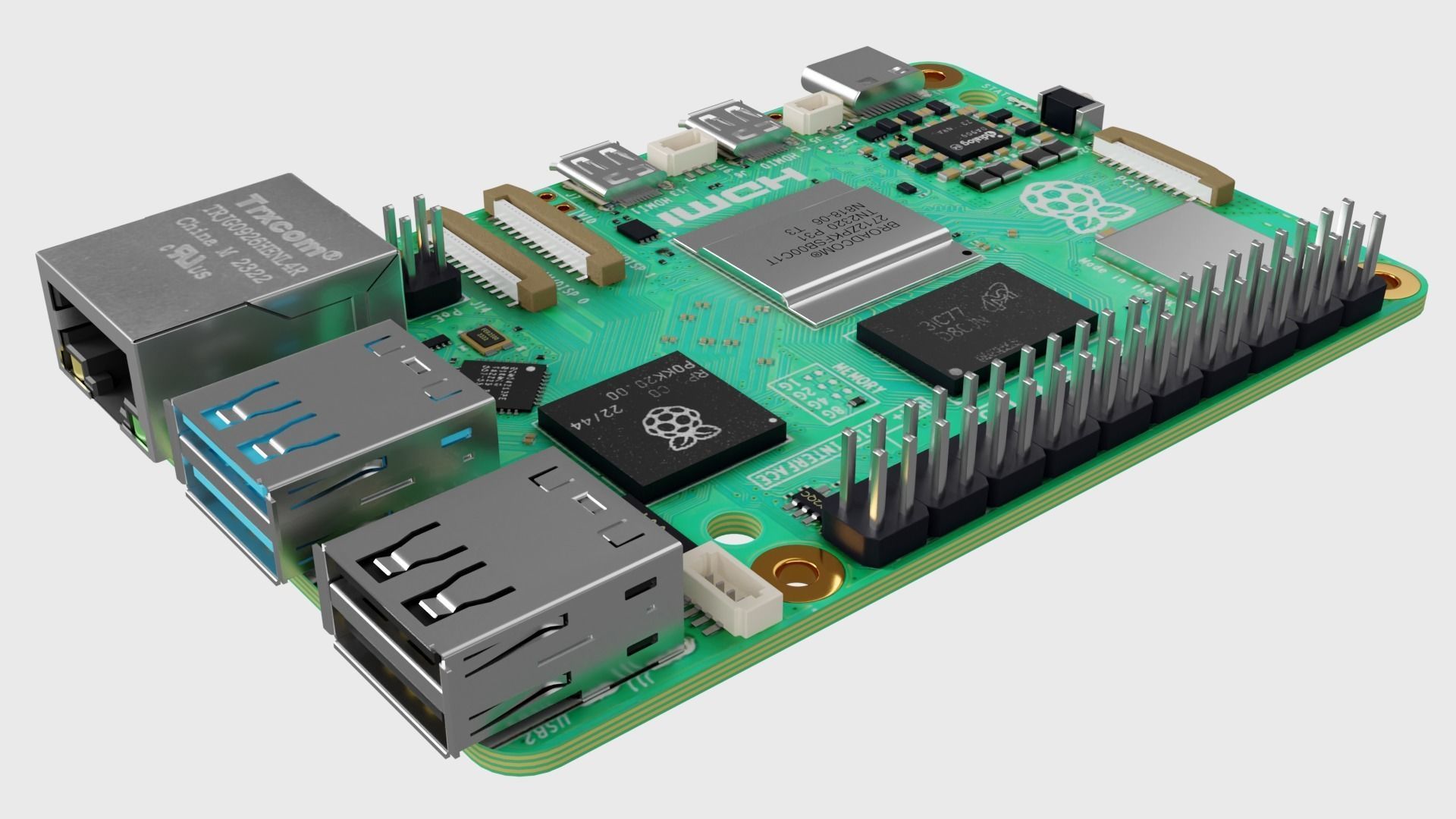 Raspberry Pi 5 Low-poly 3D model_4