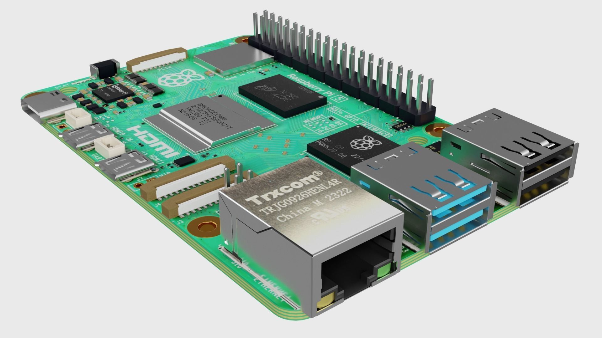 Raspberry Pi 5 Low-poly 3D model_2