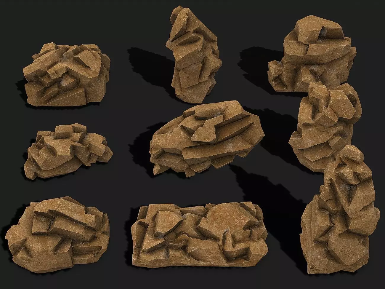 Mountain desert Rocks - PBR Pack 05 Low-poly 3D model_0