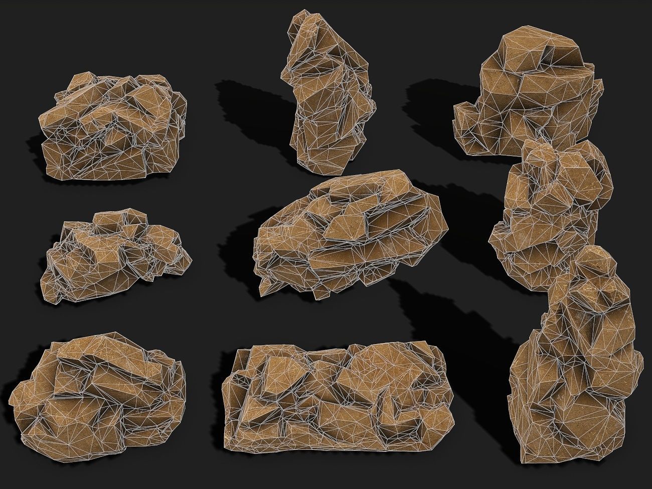 Mountain desert Rocks - PBR Pack 05 Low-poly 3D model_1