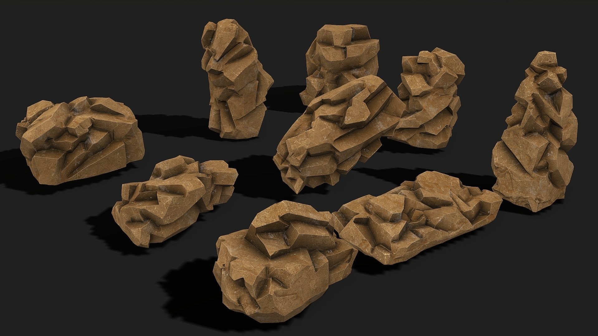 Mountain desert Rocks - PBR Pack 05 Low-poly 3D model_2