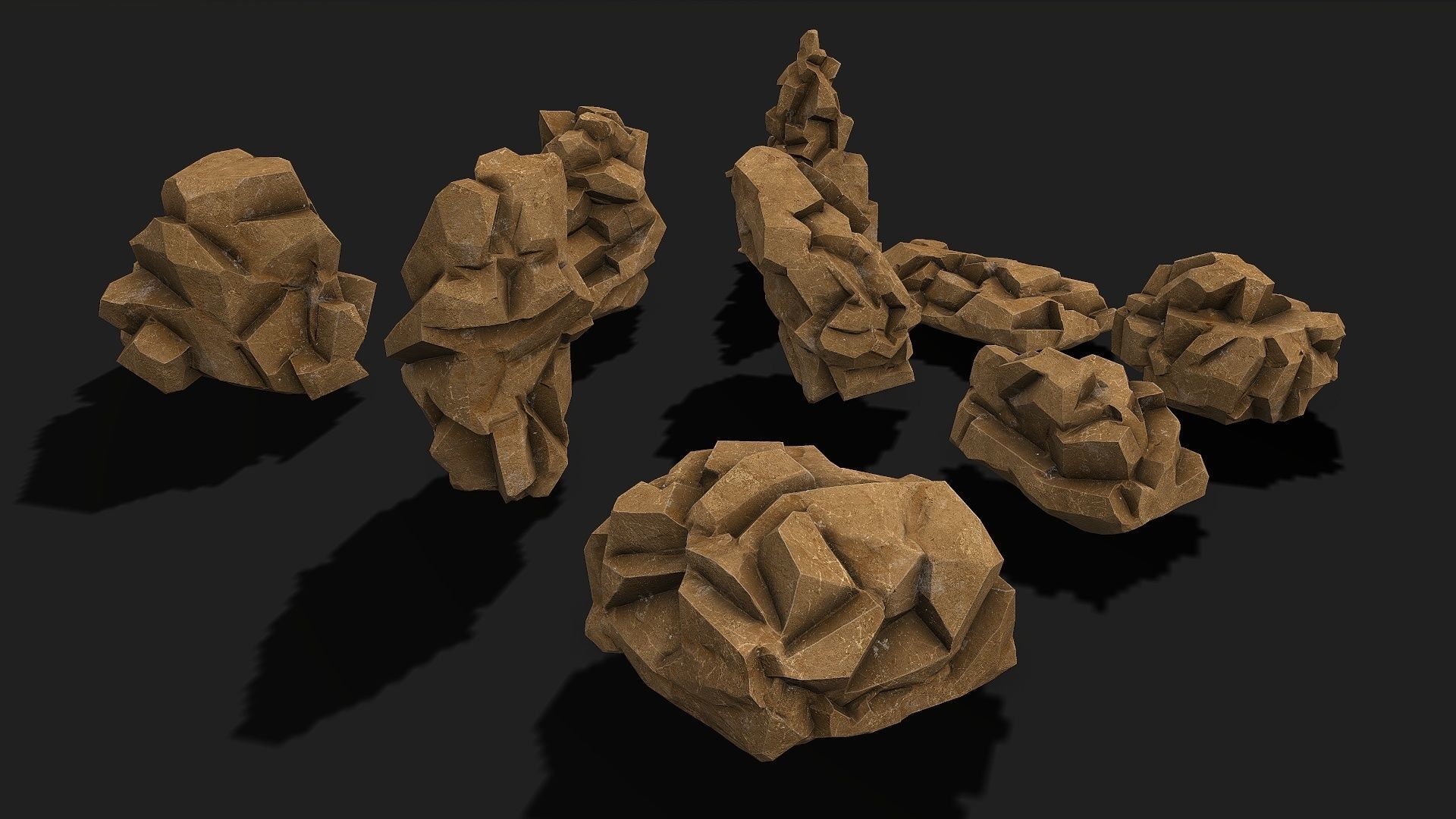 Mountain desert Rocks - PBR Pack 05 Low-poly 3D model_3