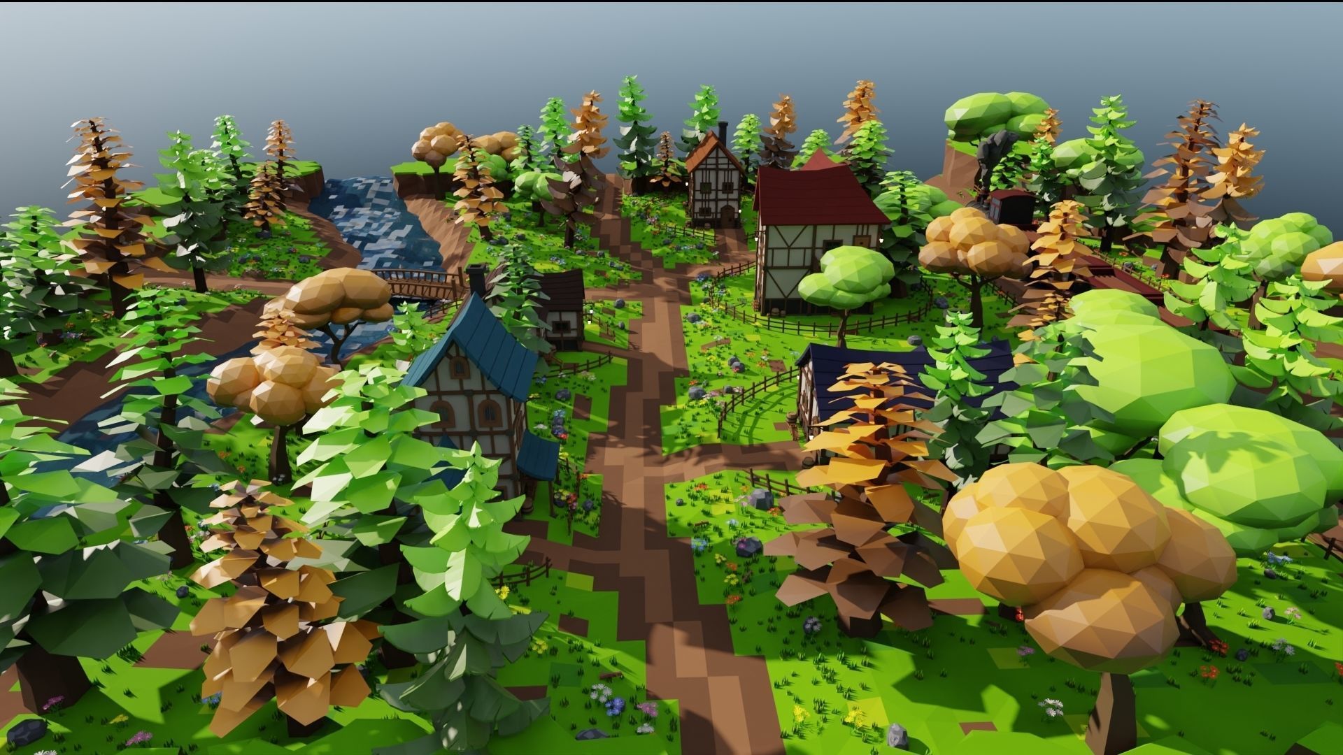 Medieval Town 3D model_2