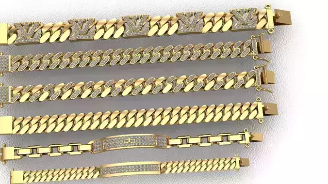 6stylesCUBAN LINK CHAIN FOR BRACELETS OR NECKLACE 3D print model