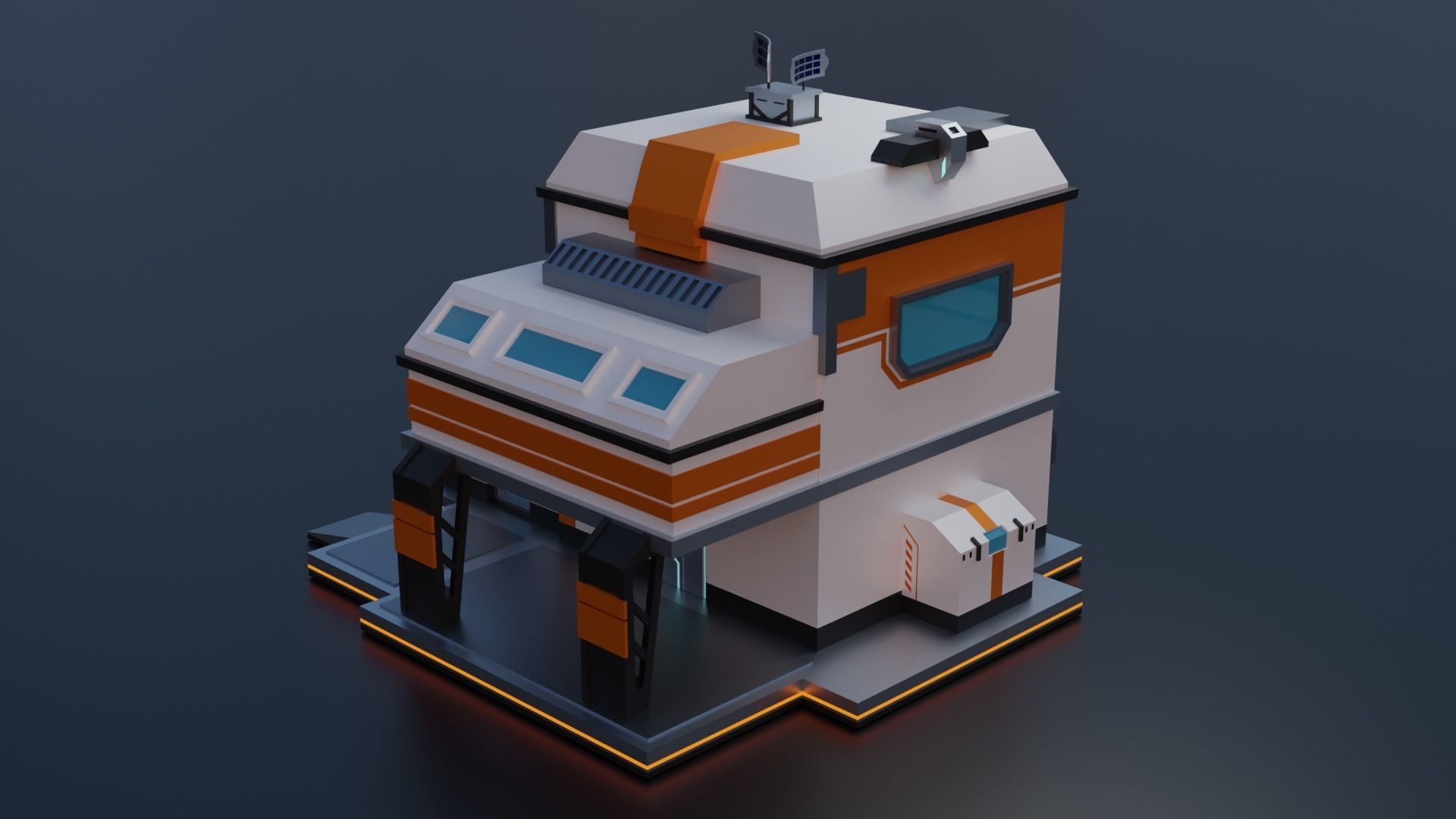 Sci-fi Building  Low-poly 3D model_3
