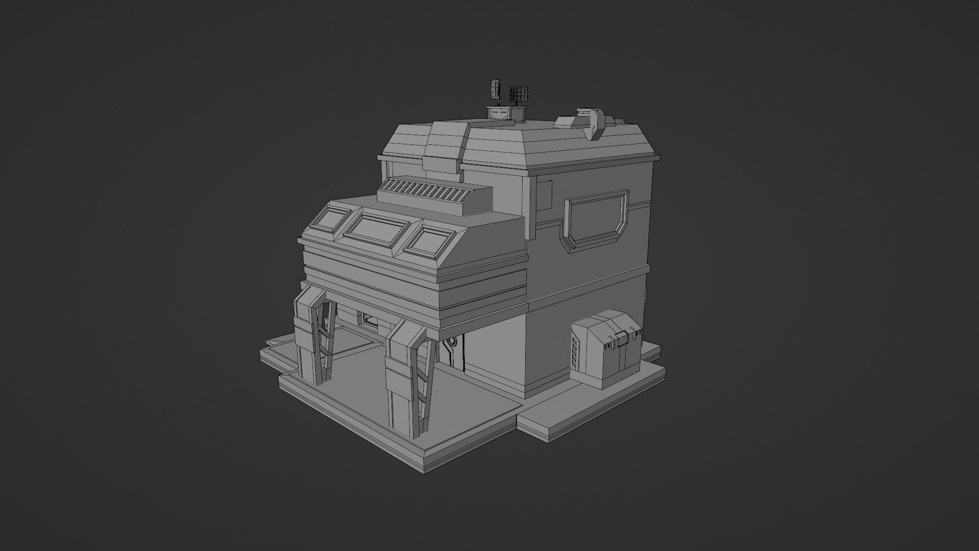 Sci-fi Building  Low-poly 3D model_8