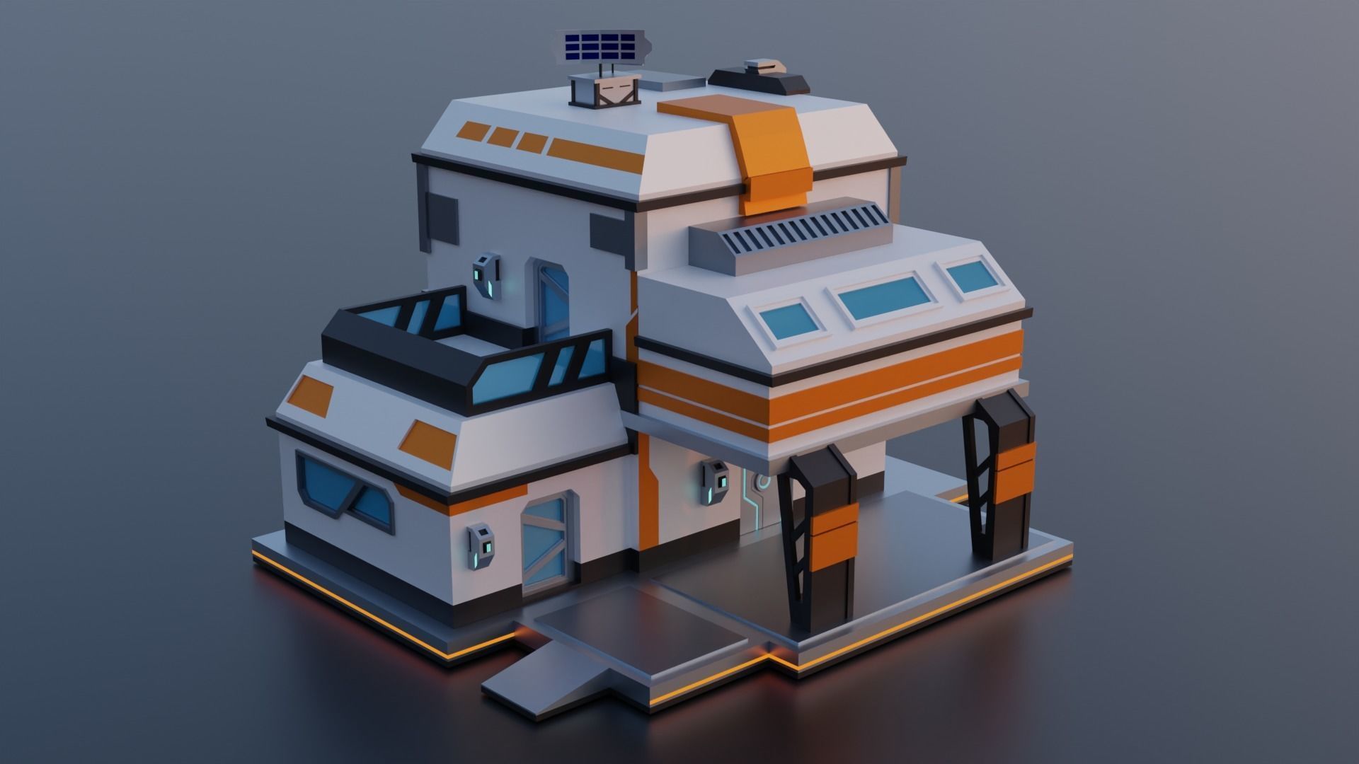 Sci-fi Building  Low-poly 3D model_1