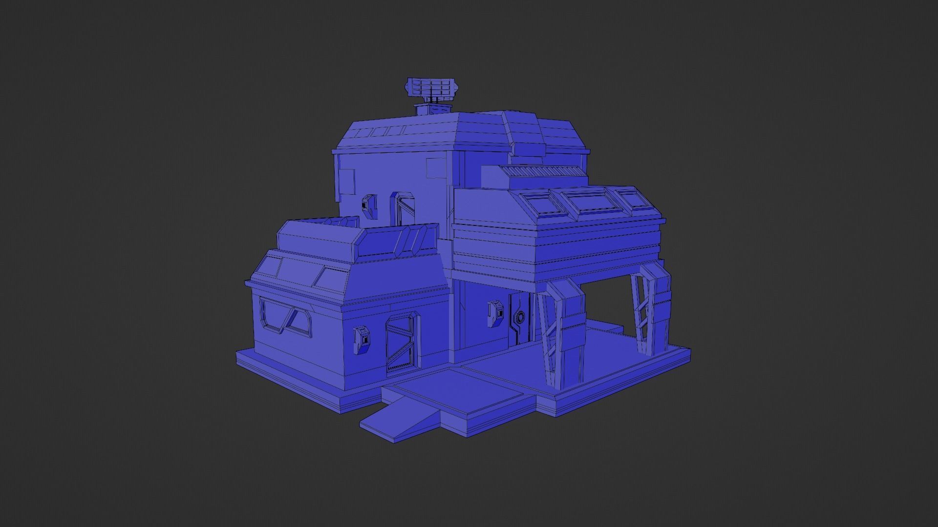 Sci-fi Building  Low-poly 3D model_9
