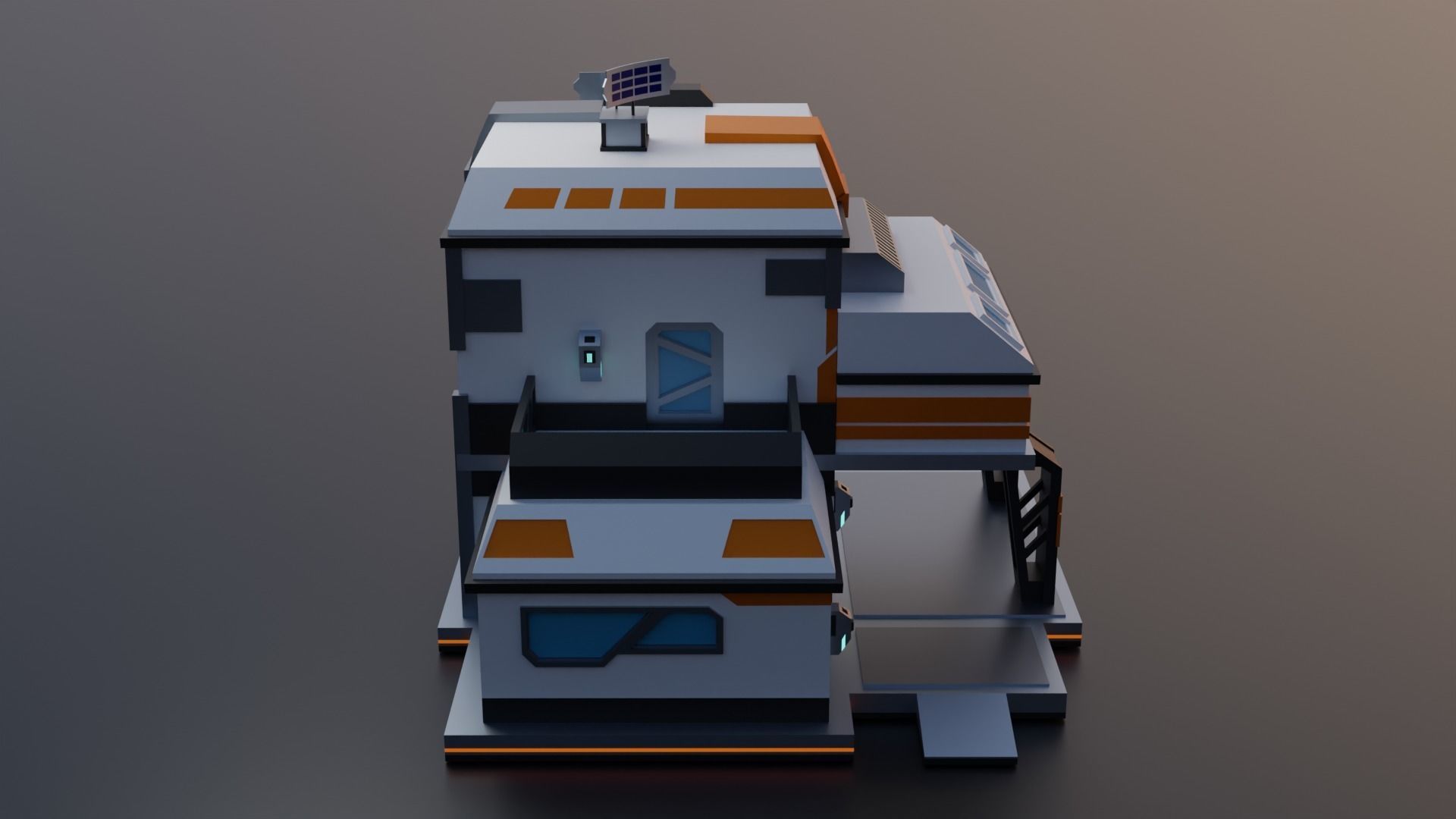 Sci-fi Building  Low-poly 3D model_4