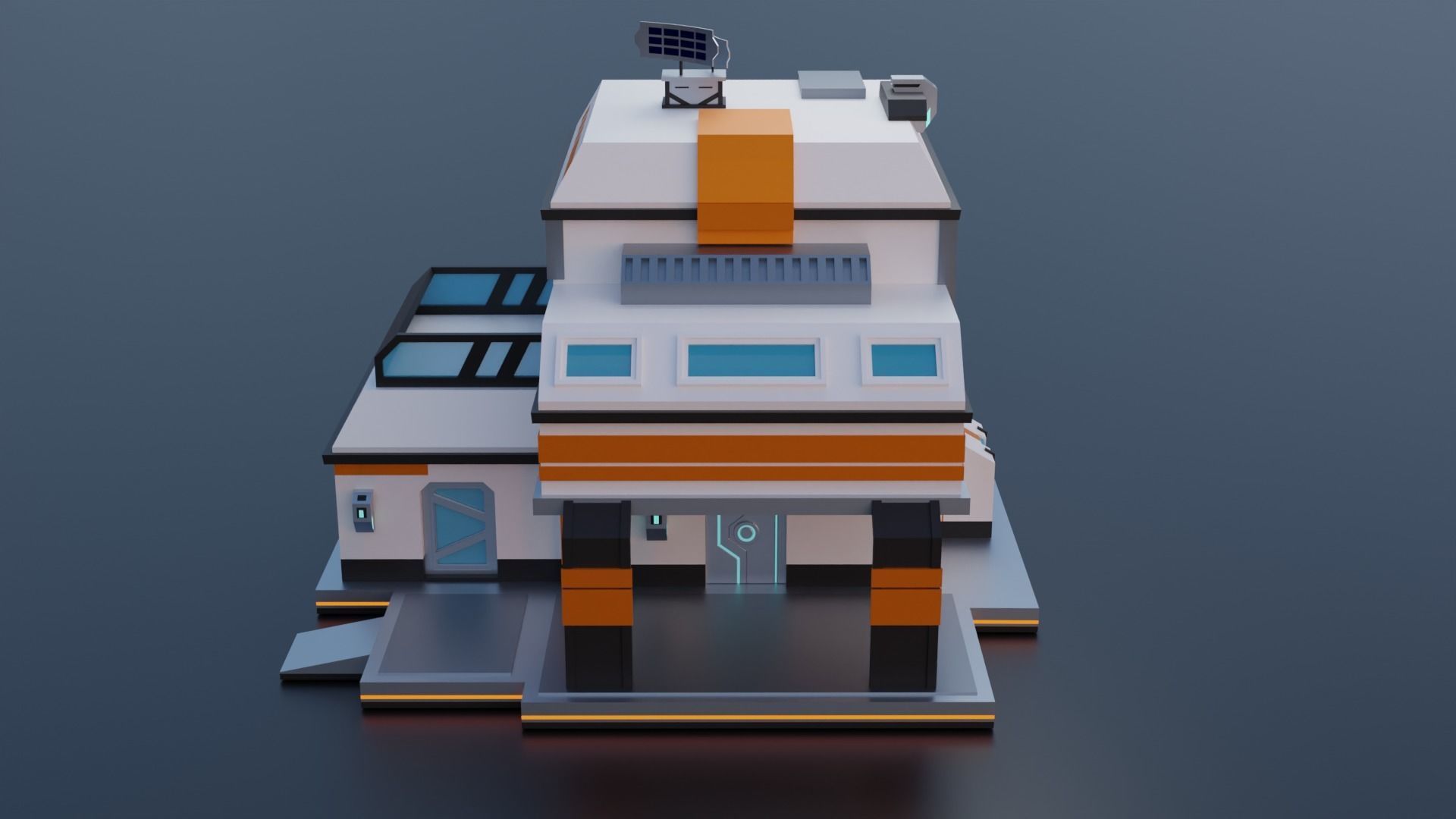 Sci-fi Building  Low-poly 3D model_2