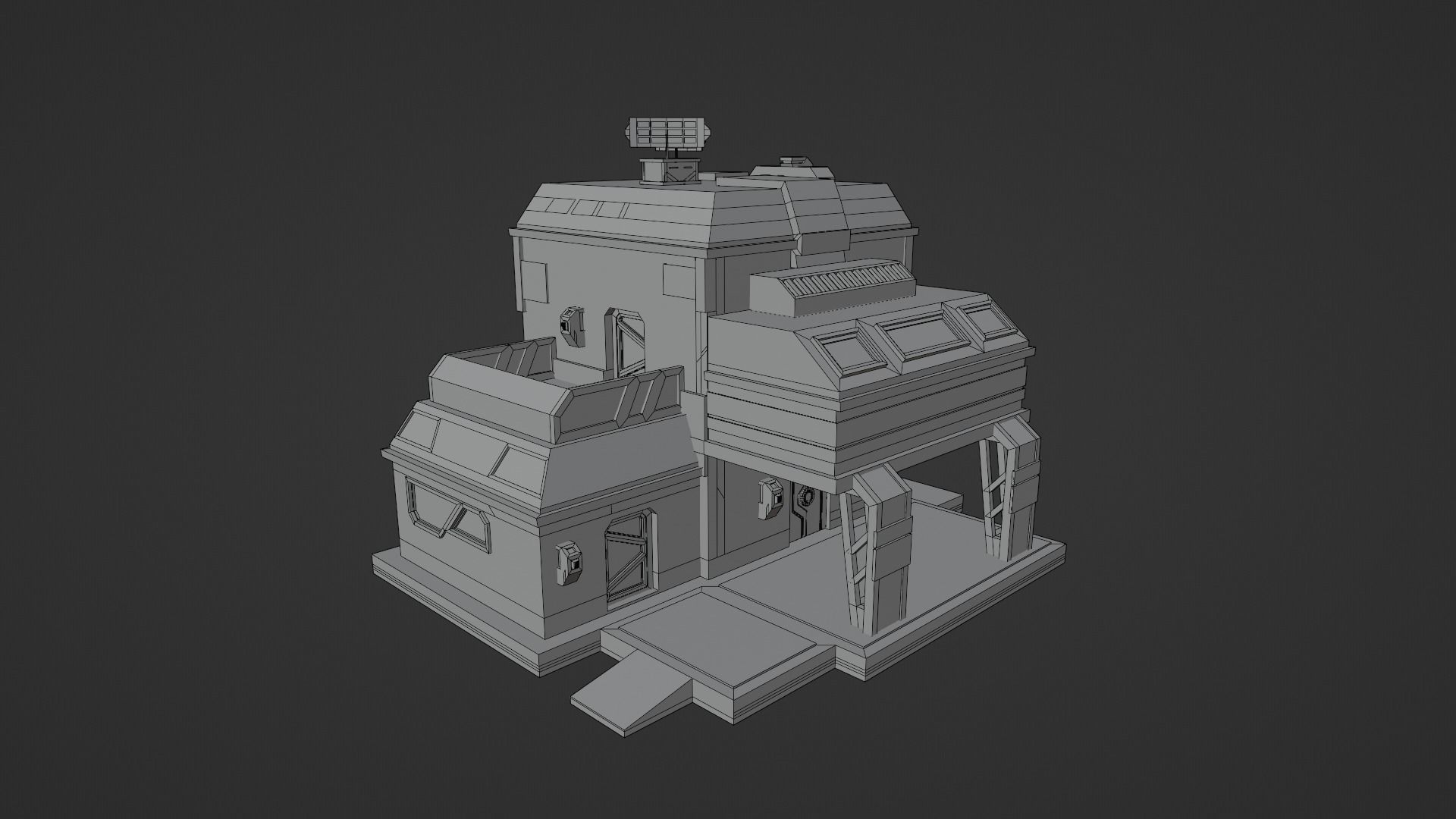 Sci-fi Building  Low-poly 3D model_7