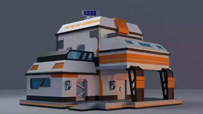 Sci-fi Building  Low-poly 3D model