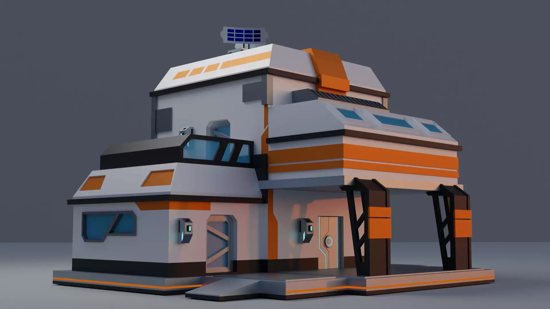 Sci-fi Building  Low-poly 3D model_0