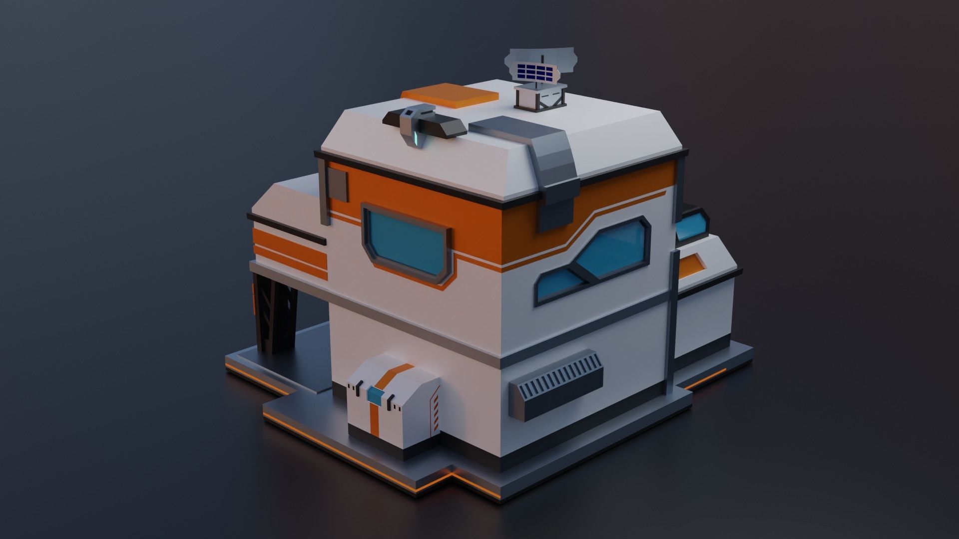 Sci-fi Building  Low-poly 3D model_5