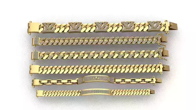 6stylesCUBAN LINK CHAIN FOR BRACELETS OR NECKLACE 3D print model