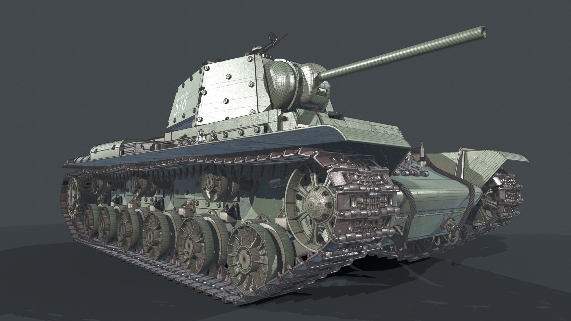 KV 1 with metal screens 3D model_16