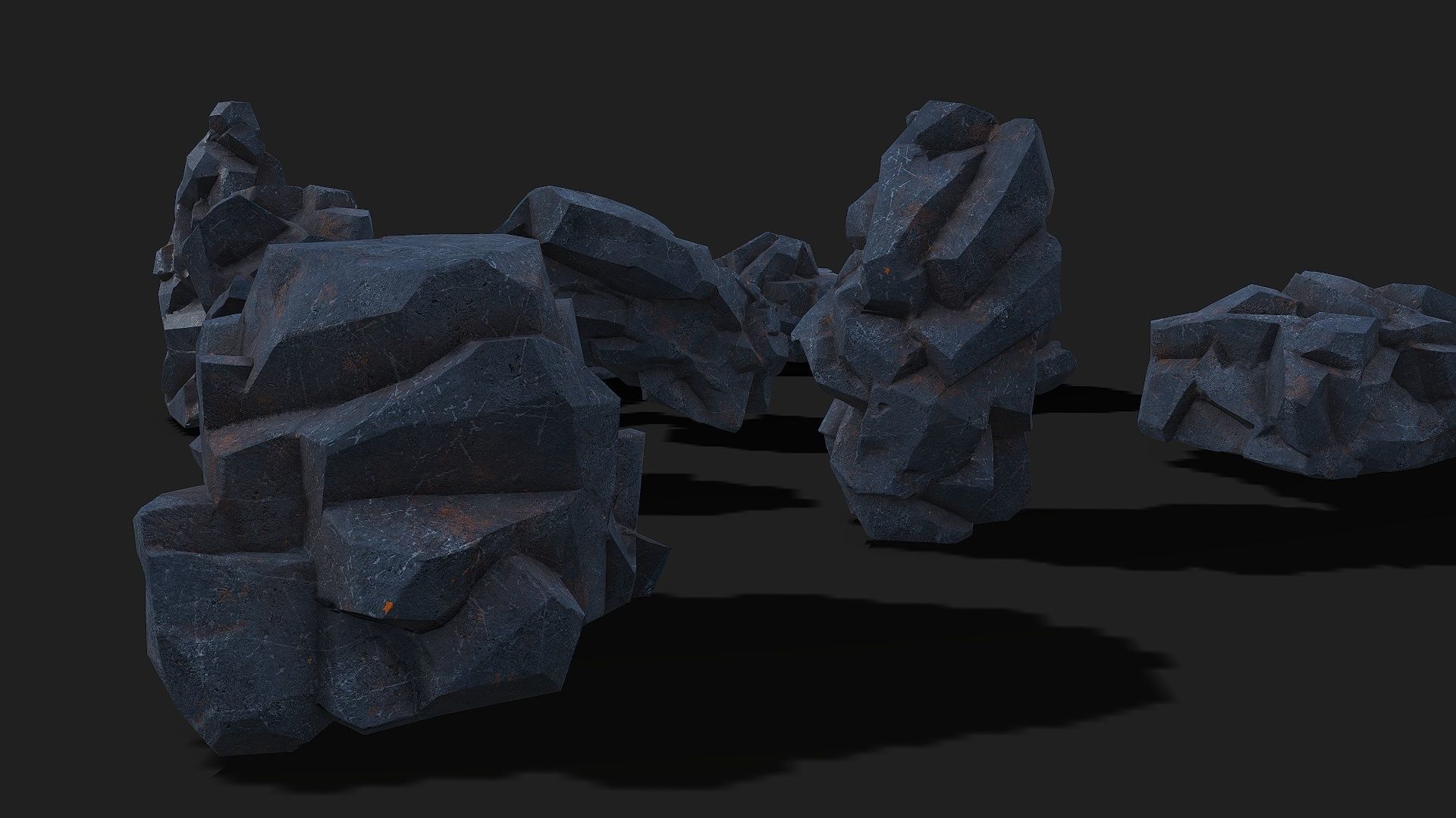 Mountain cliff Rocks - PBR Pack 07 Low-poly 3D model_4