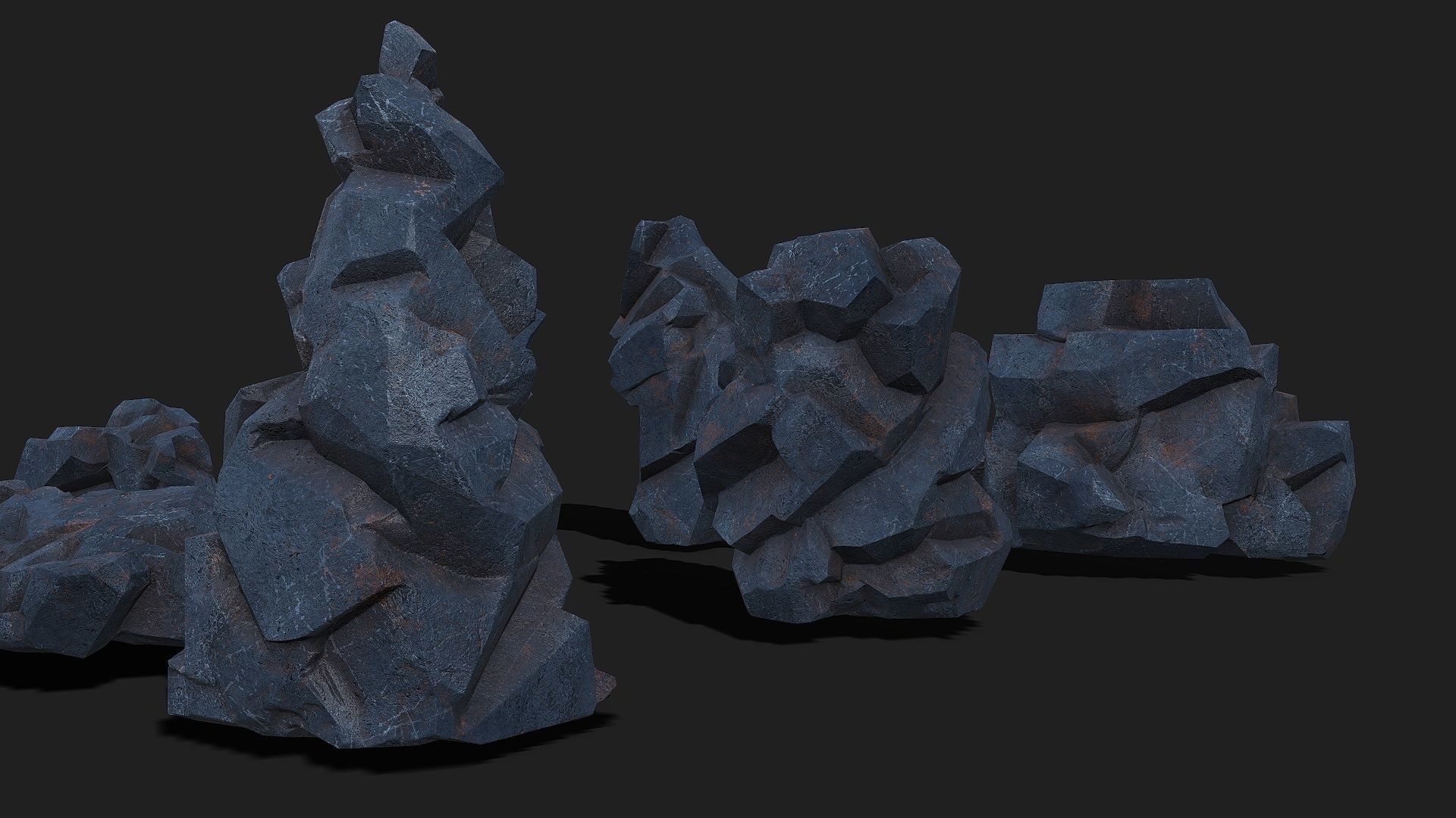 Mountain cliff Rocks - PBR Pack 07 Low-poly 3D model_5