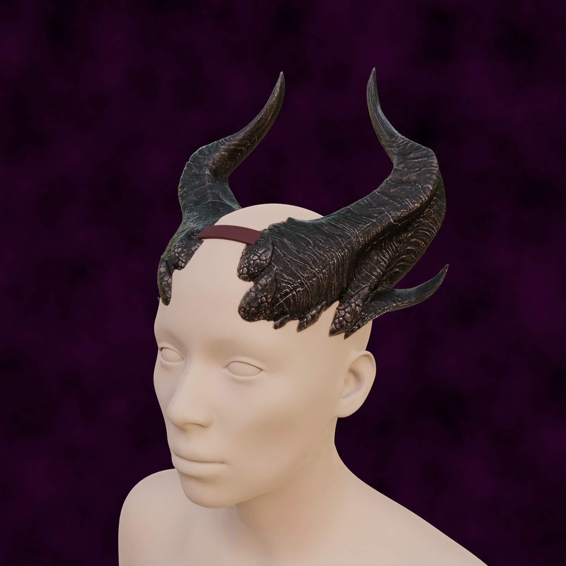 Fantasy Tiefling Stocky Prongs Horns Set Baldurs Gate 3 3D print model_2