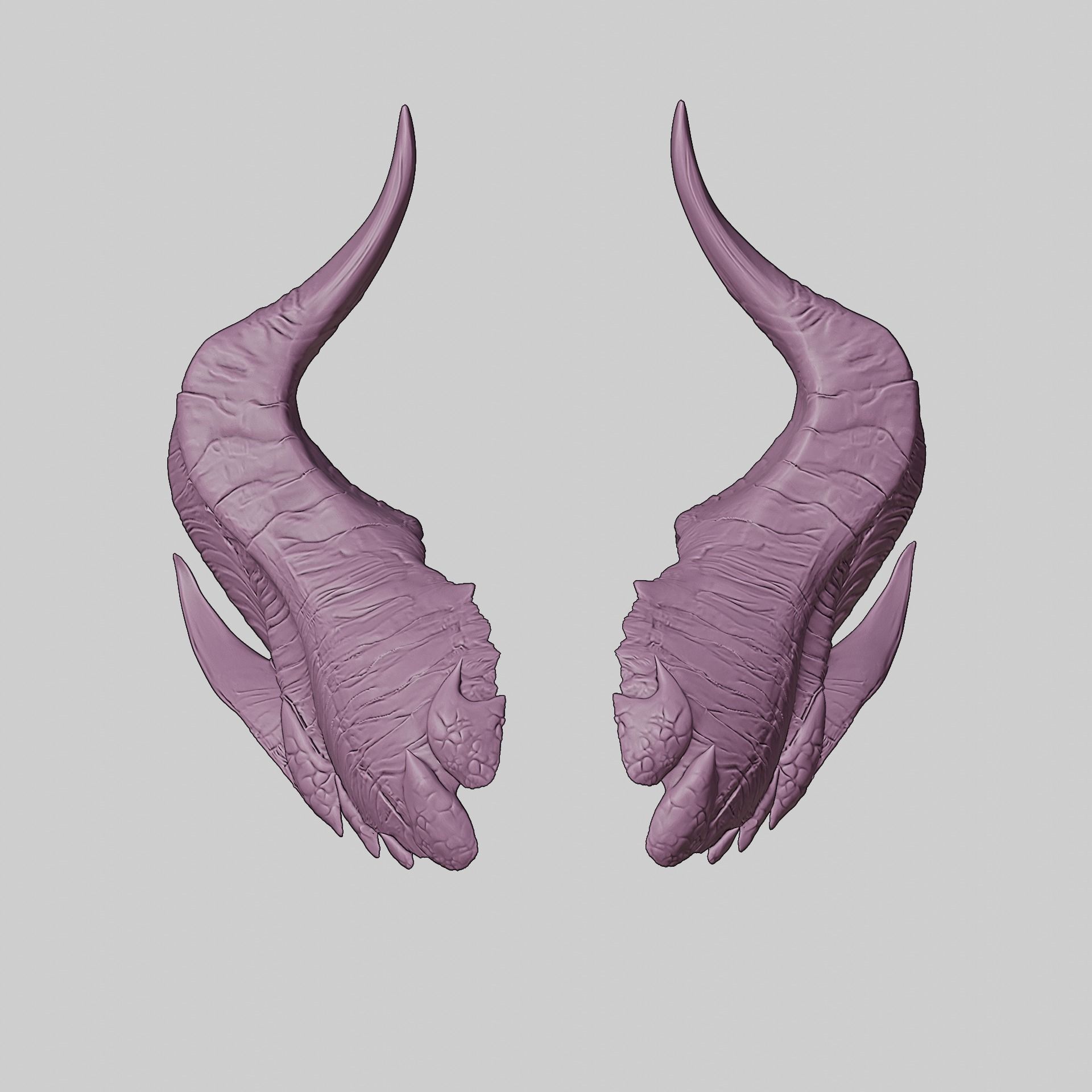 Fantasy Tiefling Stocky Prongs Horns Set Baldurs Gate 3 3D print model_7