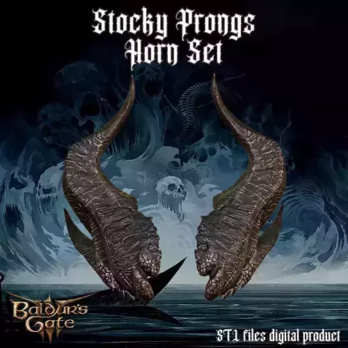 Fantasy Tiefling Stocky Prongs Horns Set Baldurs Gate 3 3D print model